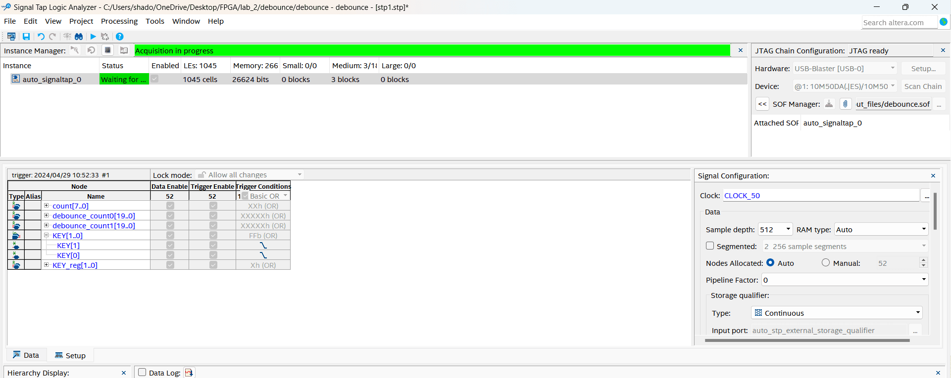 Signal Tap Setup